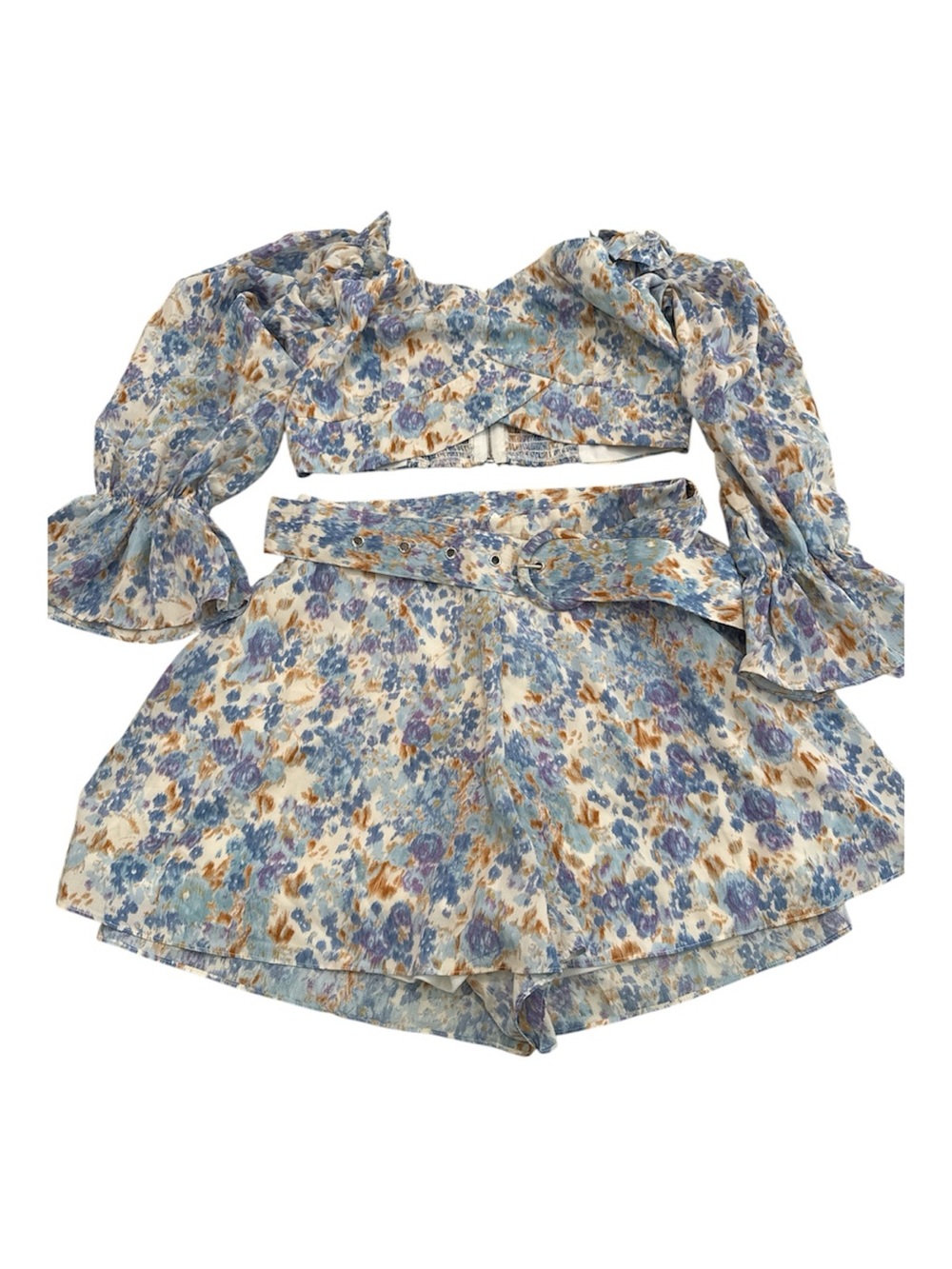 Floral Blue Crop Top & Skort Set
